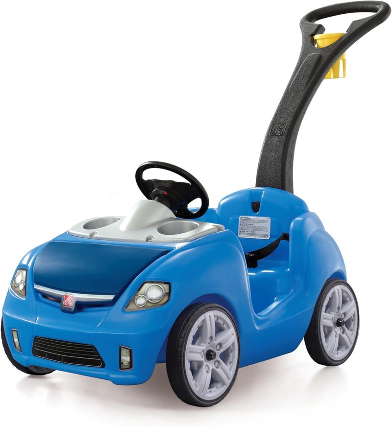 Step2 Whisper Ride II, Single Seater Kids Push Car, Easy to Store Ride On Toy with Seatbelt, Horn and Storage Trunk, Suitable for Children both Boys and Girls Aged 18m and Above, Blue - Image 1